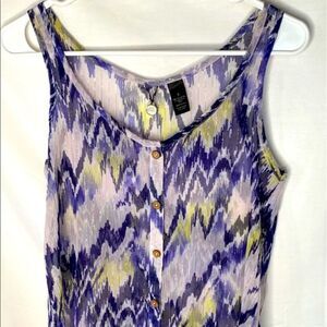 BKE Boutique Sheer Gold Striped Tank Top